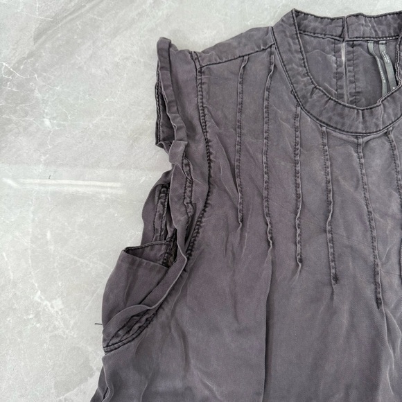 Women’s By Anthropologie Jenee Tiered Ruffle Washed Black Tunic Dress Medium - Picture 5 of 16